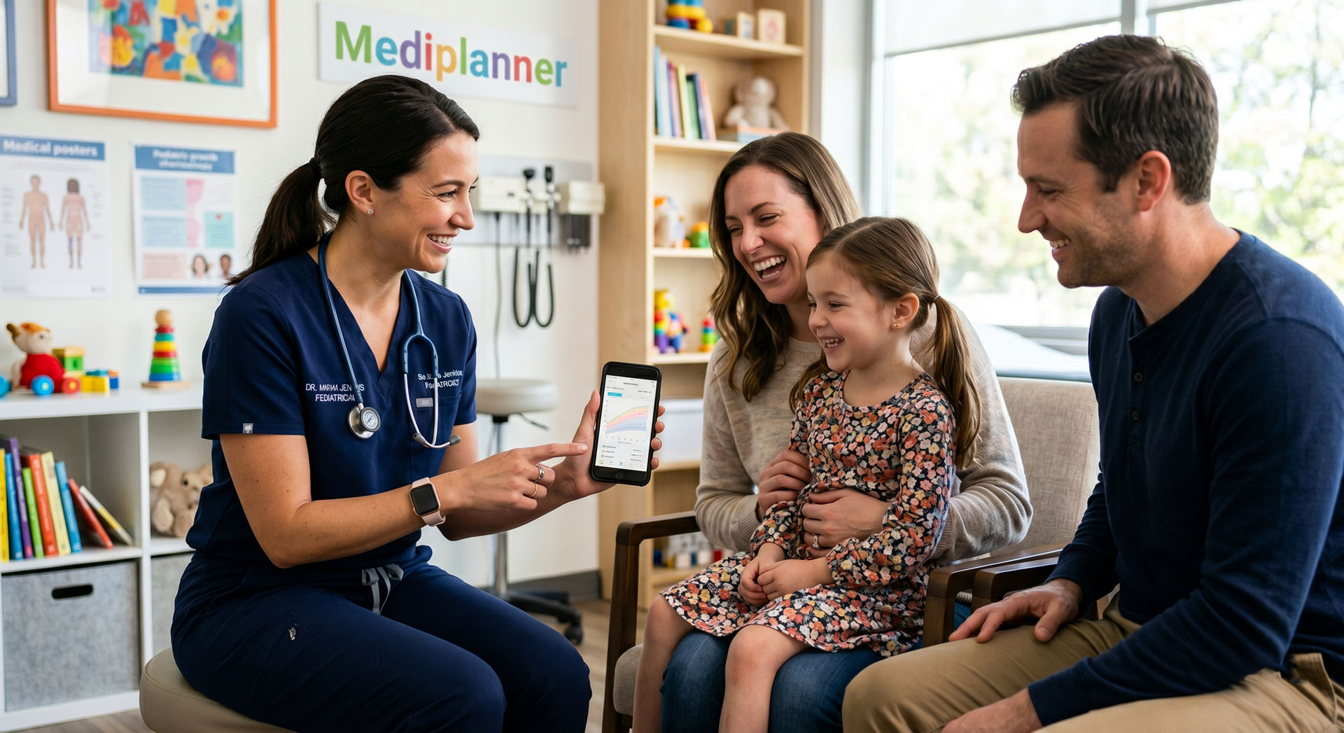 Médico atendiendo en consultorio con MediPlanner